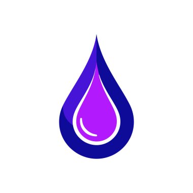 Beyaz çizgili ve koyu mavi dış katmanlı biçimlendirilmiş mor bir su damlası ikonu..