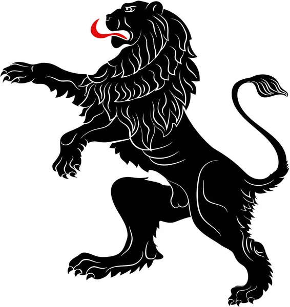 Leão Rebelde Símbolo Heráldico Usado Nas Bandeiras Brasões Armas Ilustração — Vetor de Stock