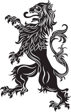 Beyaz arka planda siyah hanedan yaygın aslan