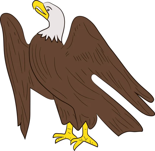 Águila Color Aislada Sentada Sobre Fondo Blanco — Vector de stock