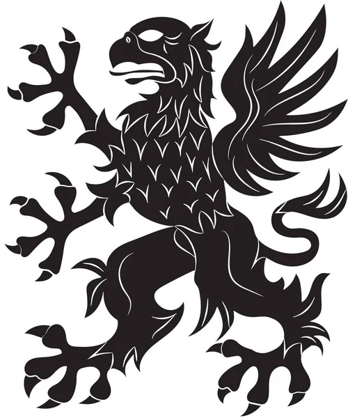 Heraldic Isolated Black Griffin White Background — Stock Vector