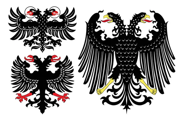Набір Чорний Двосторонню Німецький Орлів Білому Тлі — стоковий вектор