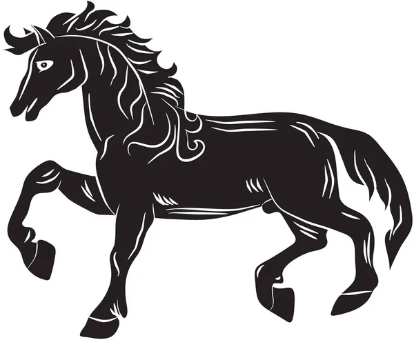 Silhueta Cavalo Com Perna Levantada Sobre Fundo Branco — Vetor de Stock