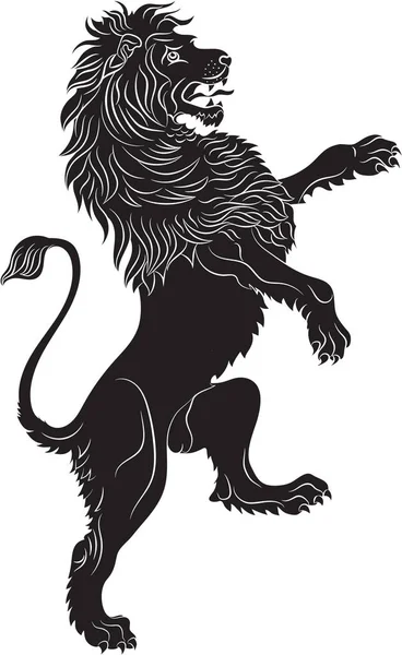 Lion Noir Héraldique Sur Fond Blanc — Image vectorielle