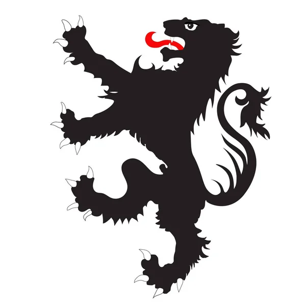 Heraldyczny Symbol Lew Ryczy Monochromatyczne Białym Tle — Wektor stockowy