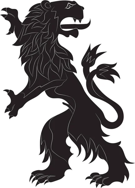 Rugissement Monochrome Lion Symbole Héraldique Sur Fond Blanc — Image vectorielle