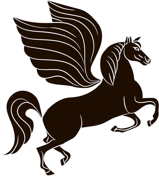 Sziluettjét Repülő Pegasus Fehér Háttér — Stock Vector