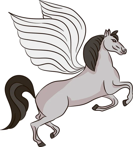 Flygande Färgade Pegasus Vit Bakgrund — Stock vektor