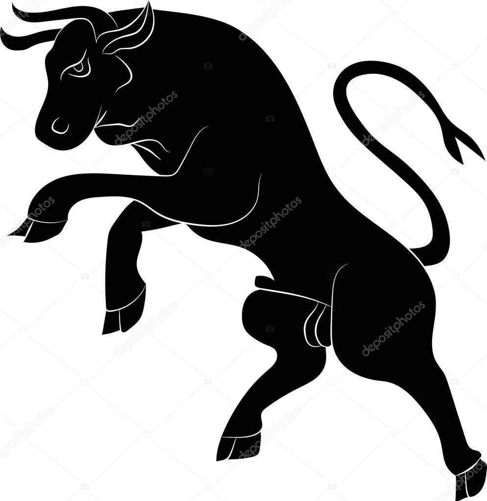 rebelling bull black icon on white background