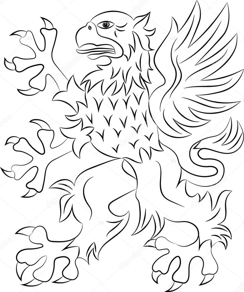 outline Griffin heraldry symbol on white background