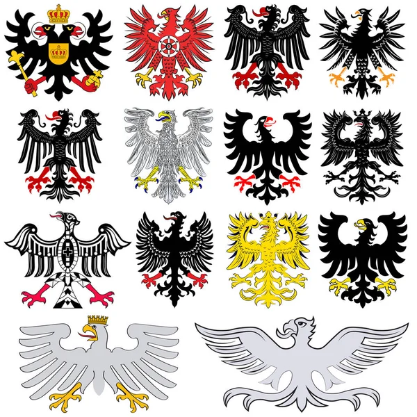 Set of heraldic german eagles — Stock Vector