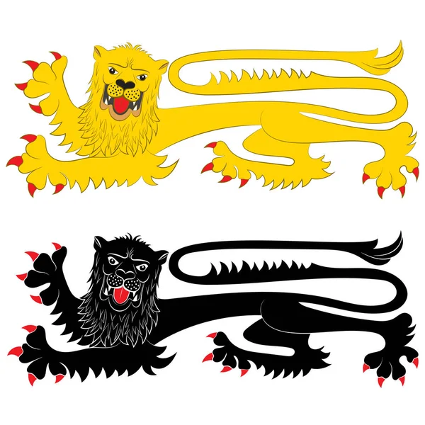 Heraldic Lion in Passant Attitude — Stock Vector