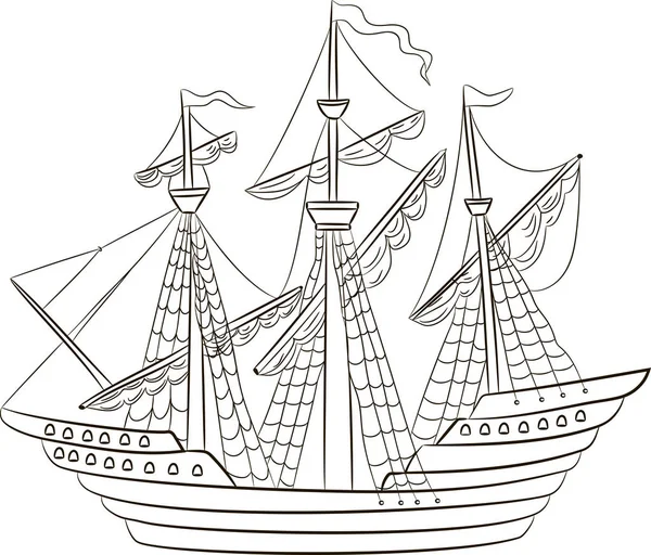 Ilustração vetorial de um navio à vela — Vetor de Stock