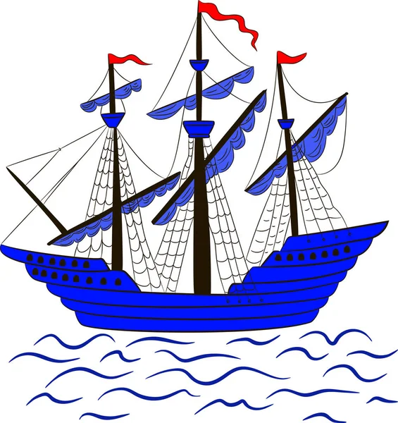Vektor illustration av ett segelfartyg — Stock vektor