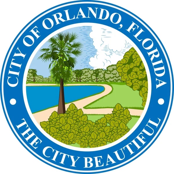 Escudo de la ciudad de Orlando en Florida, EE.UU. — Vector de stock