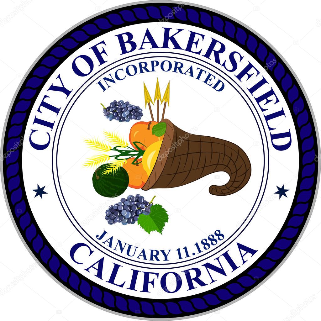 Coat of arms of Bakersfield in Kern County, USA