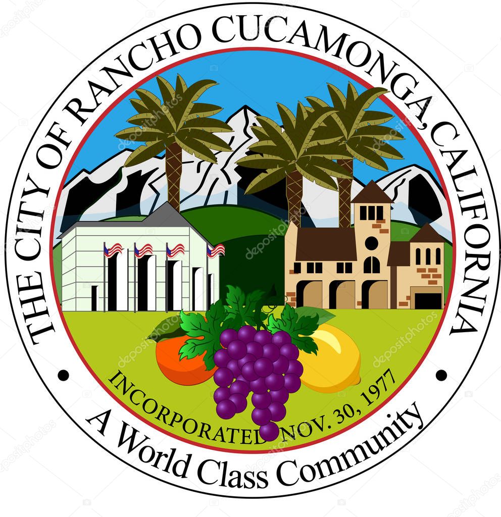 Coat of arms of Rancho Cucamonga in San Bernardino County of Cal