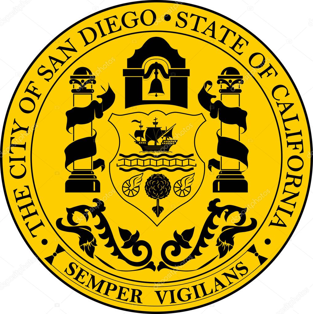 Coat of arms of San Diego City, California, USA