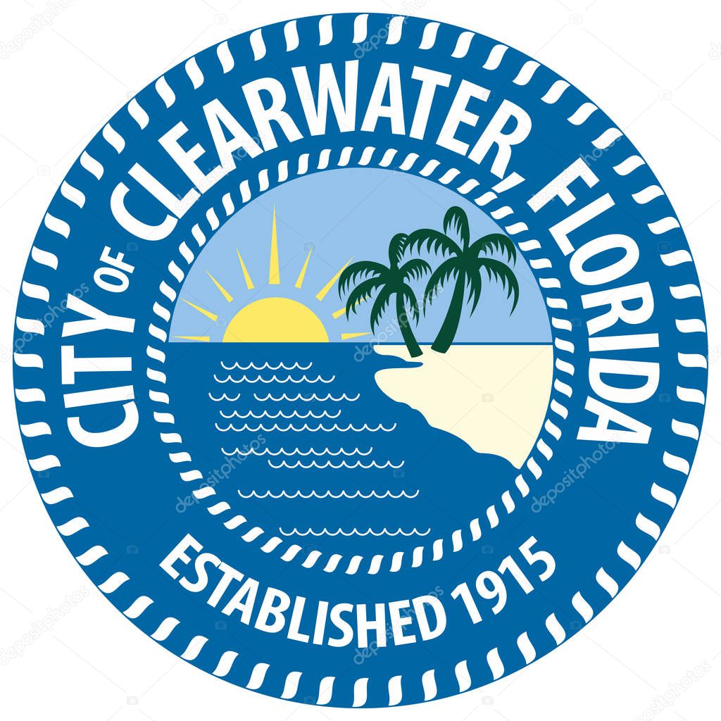 Coat of arms of Clearwater is a city located in Pinellas County, Florida, United States. Vector illustration