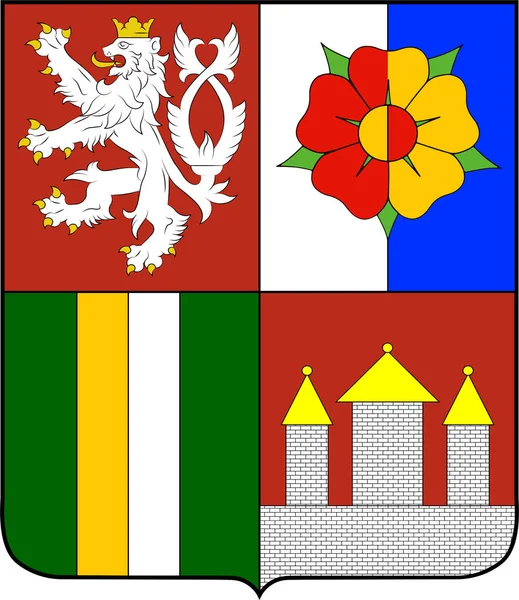 Lambang negara Bohemia Selatan di Republik Ceko - Stok Vektor