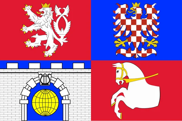 Flagge der Region Pardubice in der Tschechischen Republik — Stockvektor