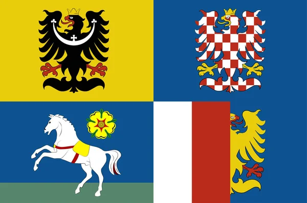 Bandera de Moravian-Silesian Region en República Checa — Archivo Imágenes Vectoriales