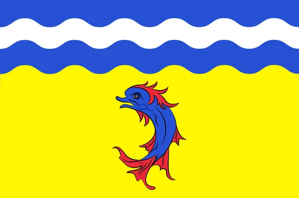 Bandeira de Isere na região de Auvergne-Rhone-Alpes, em França — Vetor de Stock
