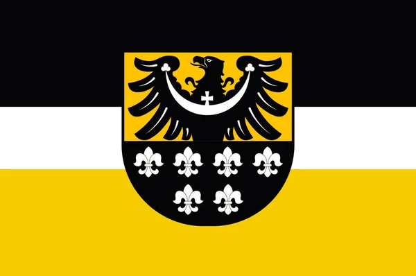Bandera del Condado de Trzebnica en Voivodato de Baja Silesia de Polonia — Vector de stock