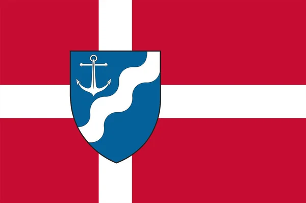 Aarhus Merkezi Jutland bölgesinde Danimarka bayrağı — Stok Vektör
