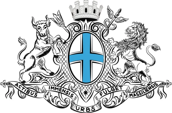 Εθνόσημο της Μασσαλία στην Προβηγκία-Άλπεις-Κυανή Ακτή είναι ένα reg — Διανυσματικό Αρχείο