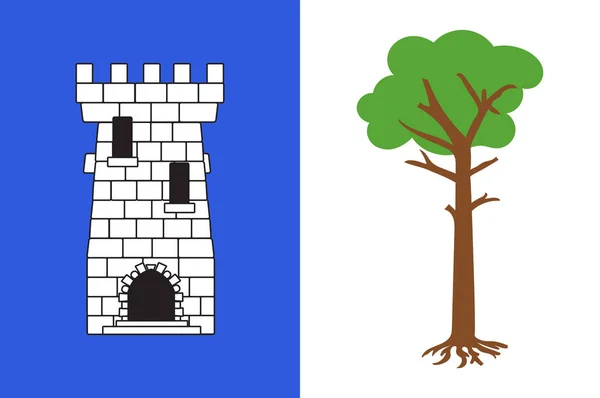 オーヴェルニュ・ローヌ=アルプス地域のイゼールのラ・トゥール・ドゥ・ピンの旗 — ストックベクタ
