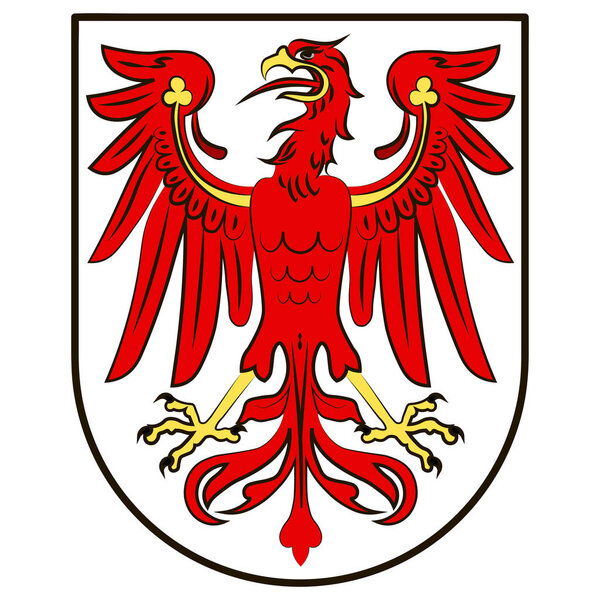 Coat of arms of Brandenburg is state of Germany. Vector illustration from the "Heraldry of the World" authors and compilers Olga Bortnik, Ivan Rezko, 2008