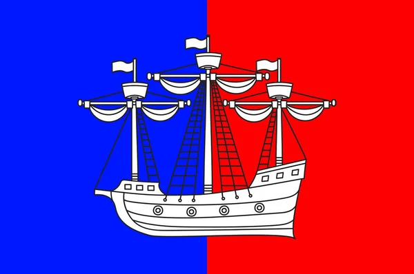 Flaga Dieppe w Seine-Maritime Normandii jest regionem Fran — Wektor stockowy