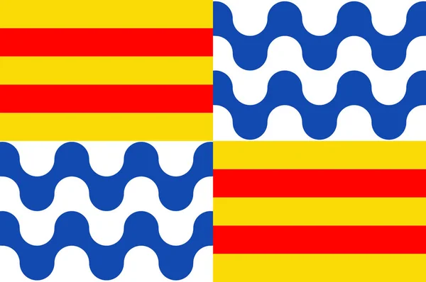 Bandera de Badalona en Barcelona de España — Archivo Imágenes Vectoriales