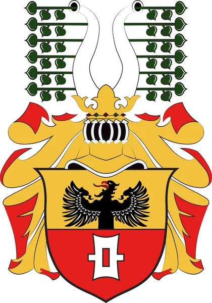 Escudo de armas de Muehlhausen en Turingia, Alemania — Vector de stock