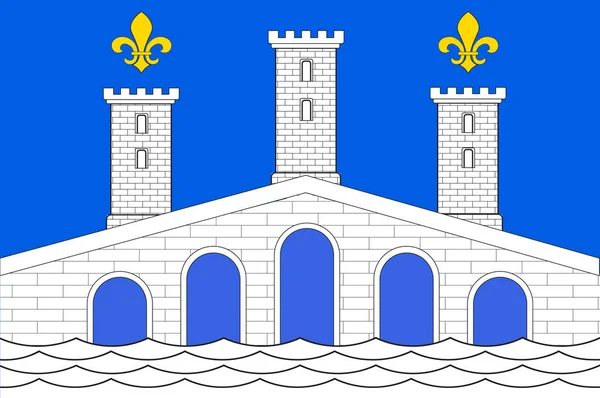 Nouvelle-Aquitai ' d e r Lot-et-Garonne ' d e Villeneuve-sur-Lot bayrağı — Stok Vektör