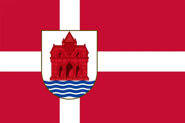 Bandera de Sonderborg en la Región del Sur de Dinamarca — Vector de stock