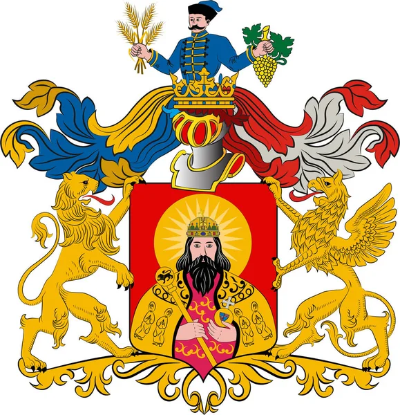 Coat of arms of Miskolc in Borsod-Abauj-Zemplen County of Hungar — Stock Vector