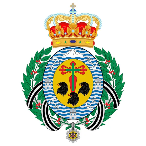 Brasão de armas de Santa Cruz de Tenerife das Ilhas Canárias — Vetor de Stock