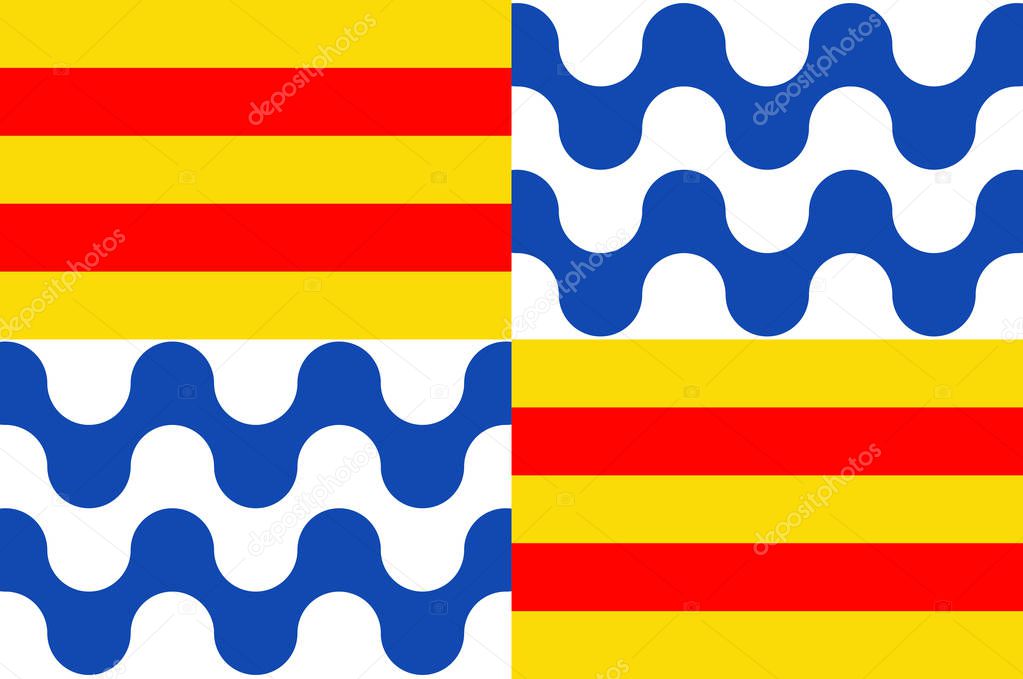 Flag of Badalona in Barcelona of Spain