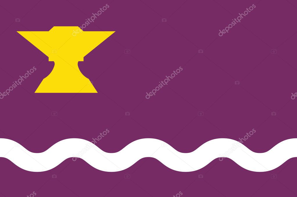 Flag of Sant Adria de Besos in Barcelona of Spain
