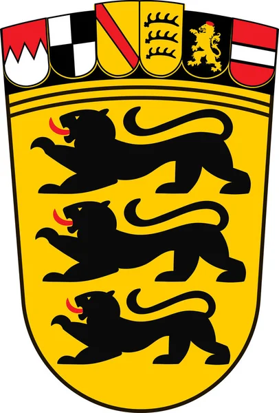 Escudo de armas de Baden-Wuerttemberg la tierra de Alemania — Vector de stock