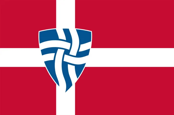 Mariagerfjord Kuzey Jutland bölgesinde Danimarka bayrağı — Stok Vektör