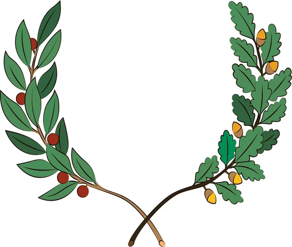 Лорел и дубовые ветви с лентой — стоковый вектор