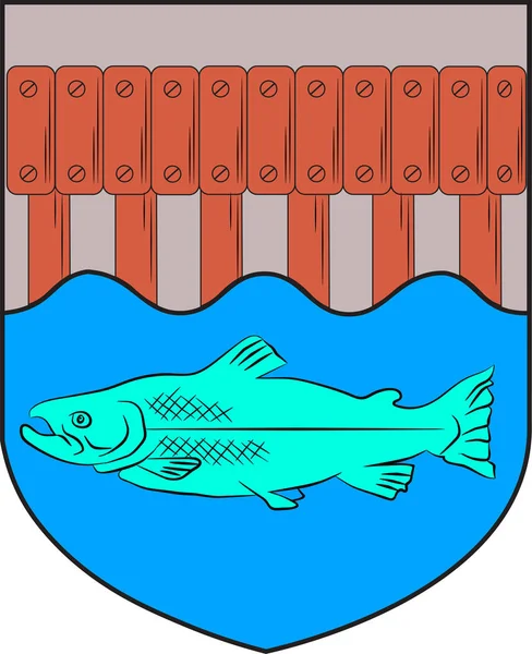 A dániai Közép-Jylland régióban található Skive címere — Stock Vector