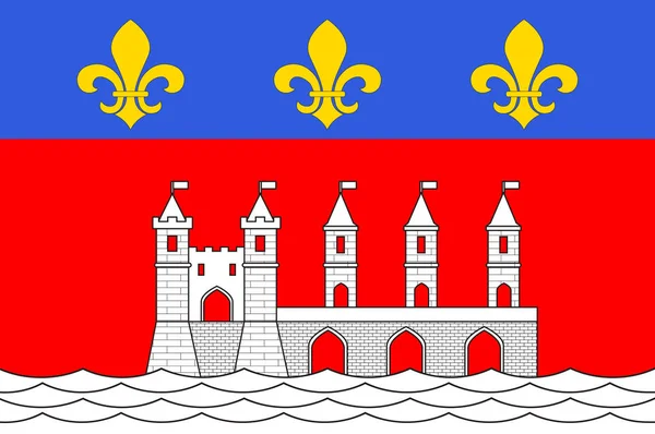 Flag of Saintes in Charente-Maritime of Nouvelle-Aquitaine is th — Stock Vector