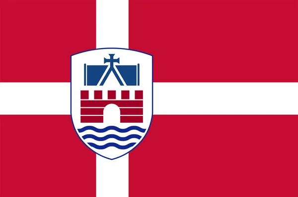 南デンマーク地域のファボルグ Midtfyn の旗 — ストックベクタ