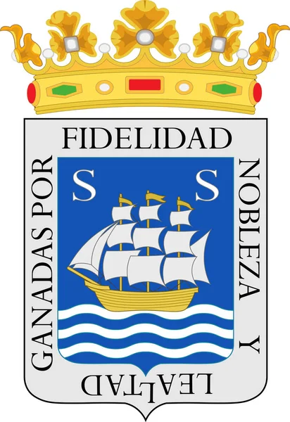 Coat of arms of San Sebastian in Basque Country in Spain — Stock Vector