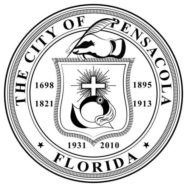 Escudo de armas de Pensacola en el Condado de Escambia, Florida, EE.UU. — Vector de stock