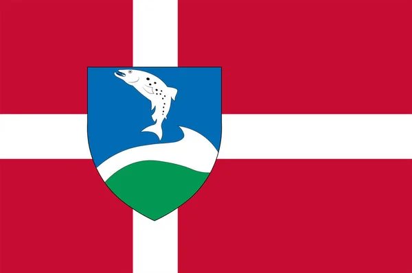 Drapeau de Ringkobing-Skjern dans la région du Jutland central du Danemark — Image vectorielle